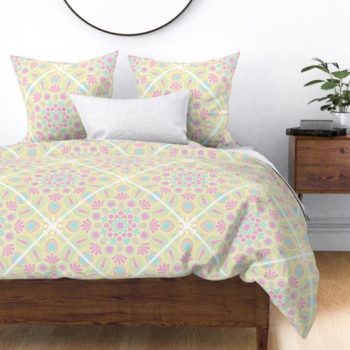 Large Pastel Rainbow Rosette Serenity Diamond Tile Mandala