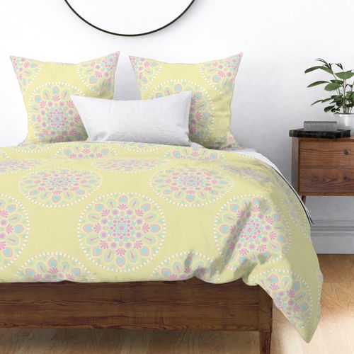 Large Pastel Rainbow Rosette Serenity Polka Dot Mandala