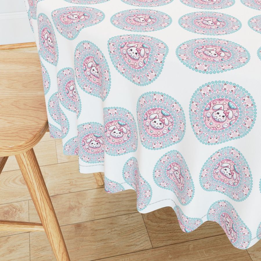Small Cotton Candy Kawaii Bunny Polka Dot Mandala