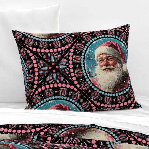 Large Retro Santa Dot Mandala Diamond Tile