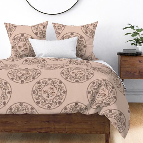 Large Mocha Rococo Revival Pantone Relaxed Elegance Polka Dot Mandala