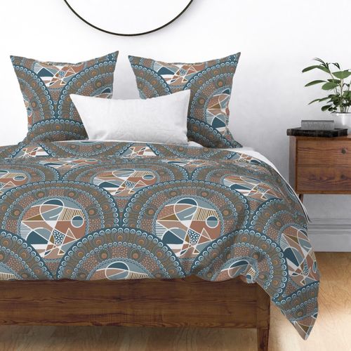 Large Abstract Accent Pantone Subtle Contrasts Dot Mandala Art Deco Scallop