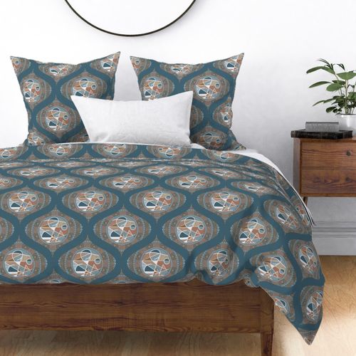 Medium Abstract Accent Pantone Subtle Contrasts Dot Mandala Ogee Damask