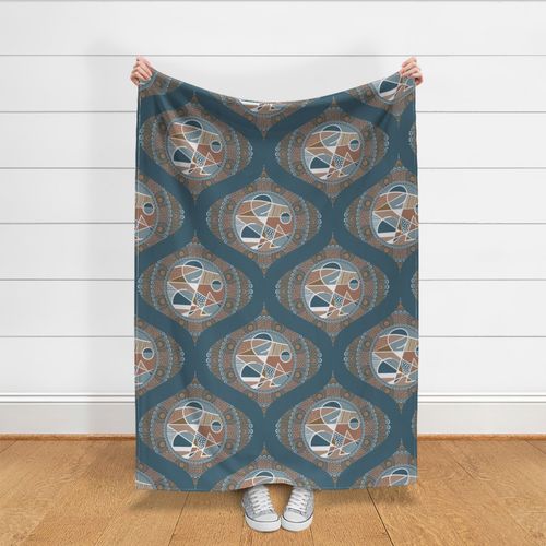 Large Abstract Accent Pantone Subtle Contrasts Dot Mandala Ogee Damask