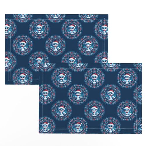 Small Cute Kawaii Snowy Festive Fun Christmas Bear Polka Dot Mandala