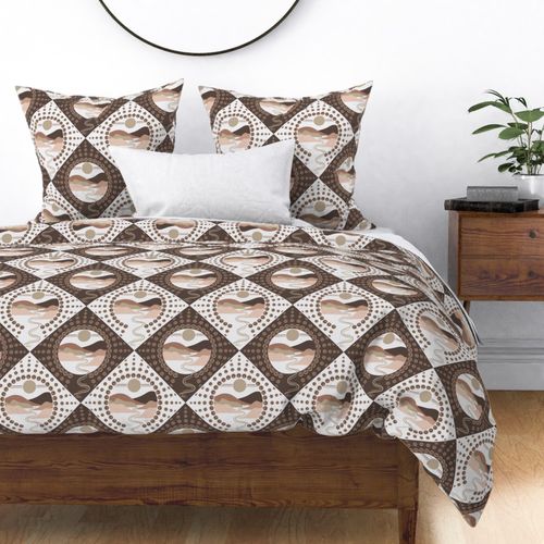 Medium Pantone Relaxed Elegance Minimalist Patchwork Mandala Diamond Tile