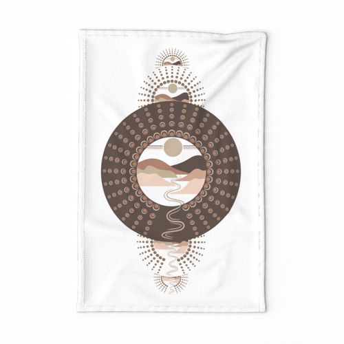 Pantone Relaxed Elegance Minimalist Landscape Ornamental Mandala Tea Towel