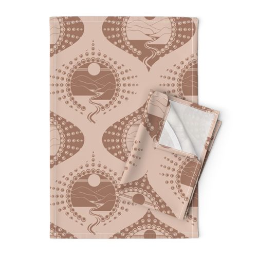 Medium Mocha Minimalist Landscape Relaxed Elegance Mandala Patchwork Ogee