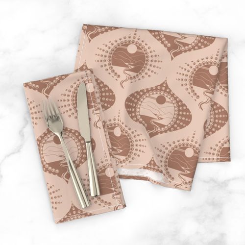 Small Mocha Minimalist Landscape Relaxed Elegance Mandala Patchwork Ogee