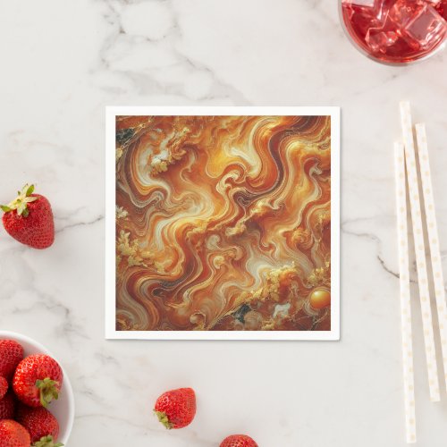 Autumnal Marble Gold & Orange Découpage Napkins
