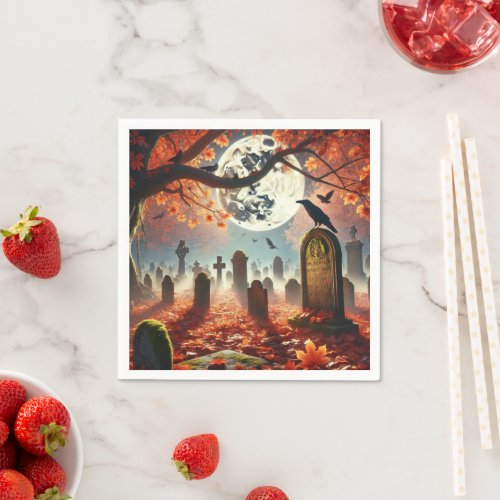 Autumnal Whimsigoth Mysterious Graveyard Decoupage Napkins