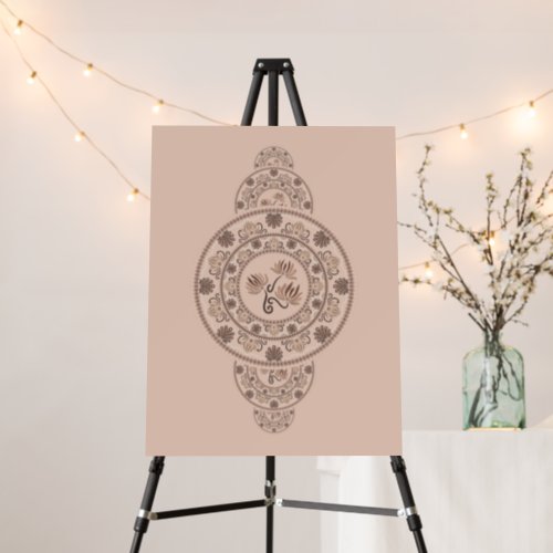 Custom Mocha Rococo Lotus Ornamental Mandala Foam Board