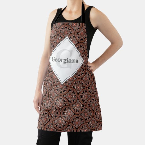 Custom Name Art Deco Safari Sunset Boho Mandala Apron