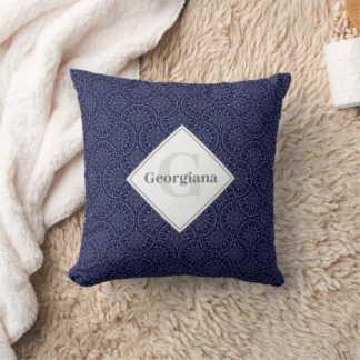 Custom Name Ditsy Winter Snow Angels Snowmen Fans Throw Pillow