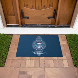 Custom Name Holiday Kawaii Bear Ornamental Mandala Doormat