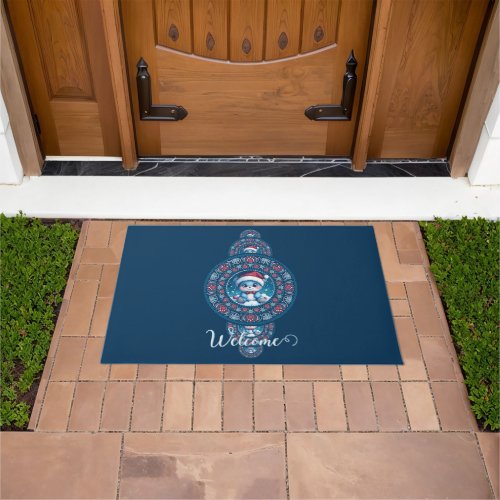 Custom Name Holiday Kawaii Bear Ornamental Mandala Doormat