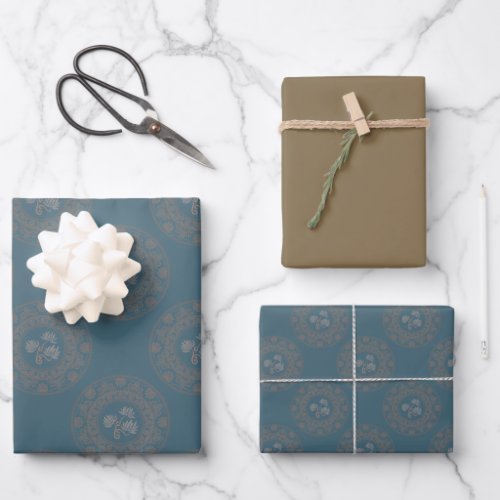 Gold Tapestry Rococo Classic Polka Dot Mandala Wrapping Paper Sheets