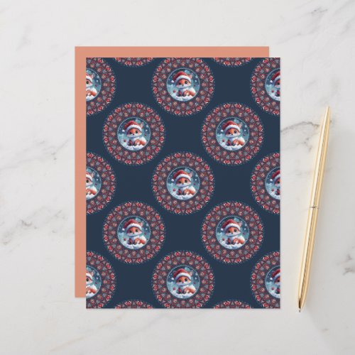 Kawaii Christmas Fox Polka Dot Mandala Scrapbook