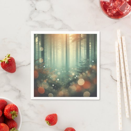 Misty Autumnal Morning Forest Bokeh Découpage Napkins