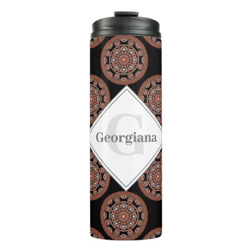 Monogram Safari Sunset Bohemian Polka Dot Mandala Thermal Tumbler