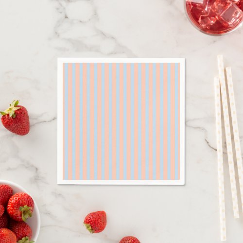 Pastel Rainbow Blue and Apricot Stripes Decoupage Napkins