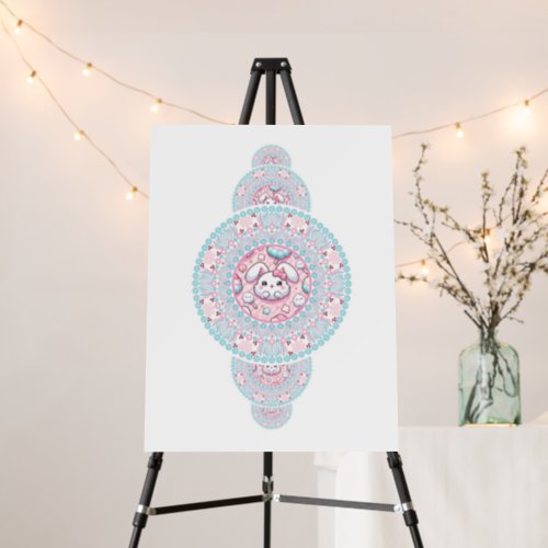 Personalized Cute Kawaii Bunny Ornamental Mandala Foam Board
