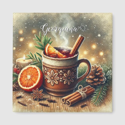 Personalized Vintage Christmas Market Mulled Wine Magnet