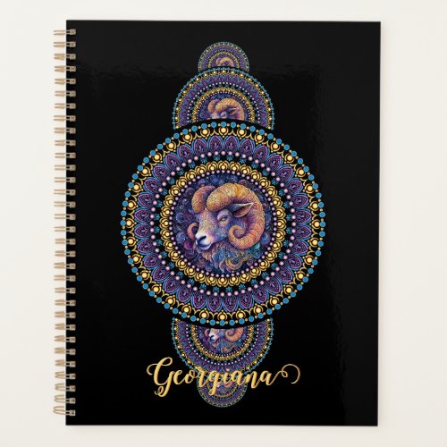 Personalized Whimsical Aries Ornamental Mandala Planner