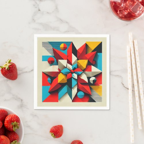 Pop Art Poinsettia Abstract Geometric Decoupage Napkins