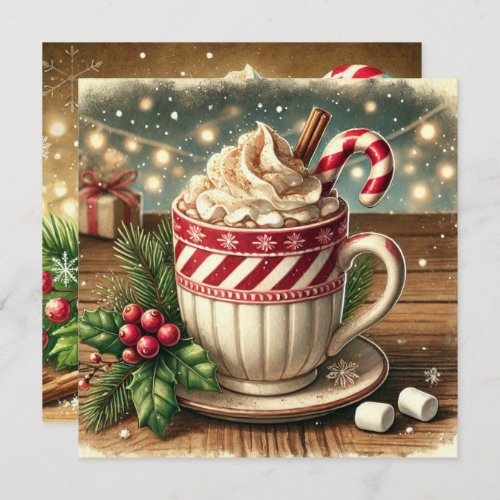 Printable Vintage Christmas Holiday Hot Chocolate Invitation