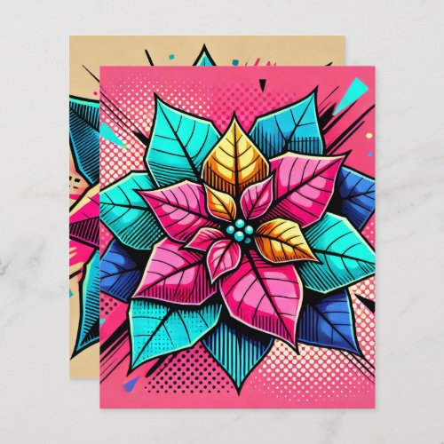 Vibrant Pop Art Poinsettia Scrapbook Paper