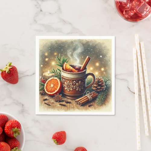 Vintage Christmas Mulled Apple Cider Decoupage Napkins