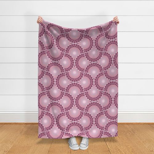 24” Radiant Dusky Rose Dot Mandala Mirrored Scallop - Large