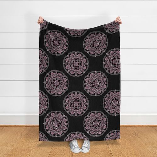 24” Dusky Rose Fronds Polka Dot Mandala - Large