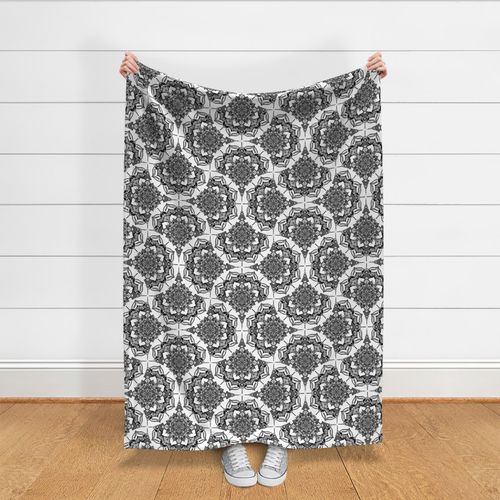 24” Monochrome Mandalas Sweet Dreams Art Deco Fans - Large