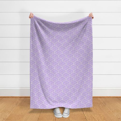 6” Lilac and Lavender Retro Florals Art Deco Scallop - Small