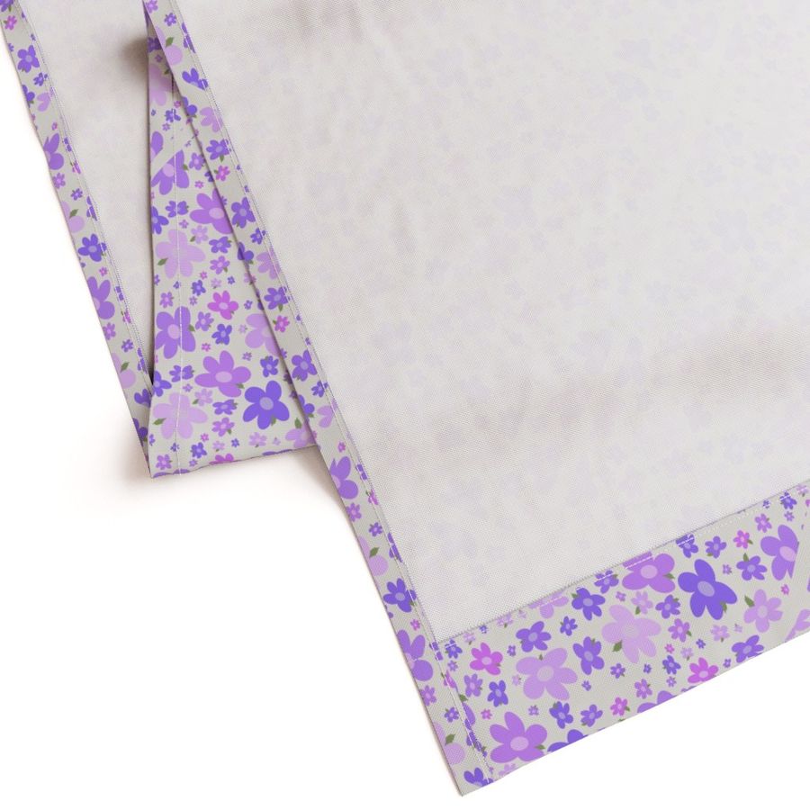 24” Lilac and Lavender Retro Florals Diamond Tile - Large