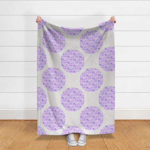 24” Lilac and Lavender Retro Florals Polka Dots - Large
