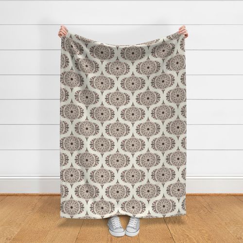 12” Warm Neutrals Espresso Martini Dot Mandala Retro Ogee - Medium