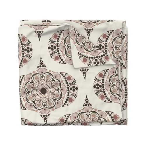 24” Warm Neutrals Espresso Martini Dot Mandala Retro Ogee - Large