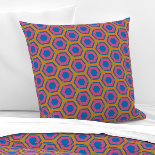 Geometric Maximalist Rainbow Colorful Honeycomb Hexagons