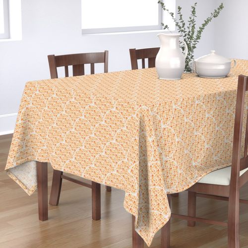 6” Retro Florals Fall Oranges Art Deco Scallop - Small
