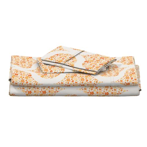 12” Retro Florals Fall Oranges Ogee - Medium