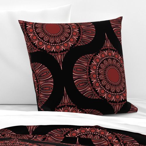 24” Fashion Week Cabernet Coral Whirl Dot Mandala Retro Ogee - Large