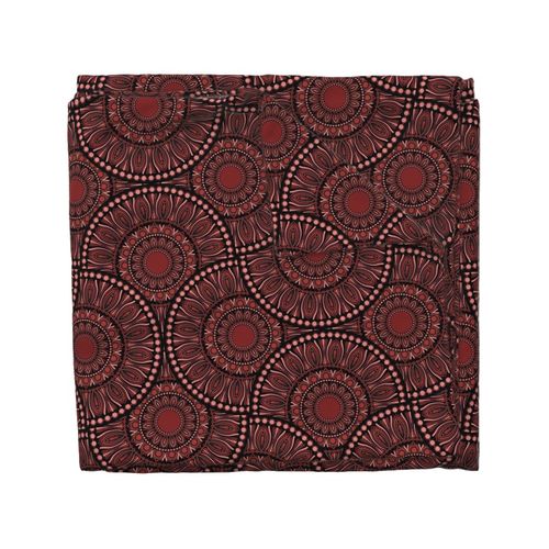 24” Fashion Week Cabernet Coral Whirl Dot Mandala Art Deco Fans - Large