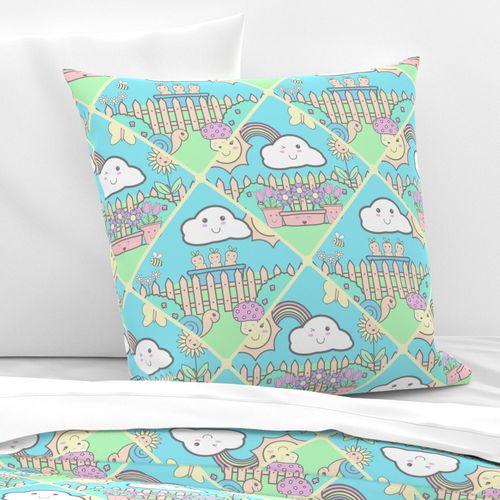 12” Cute Pastel Kawaii Garden Diamond Tile - Medium