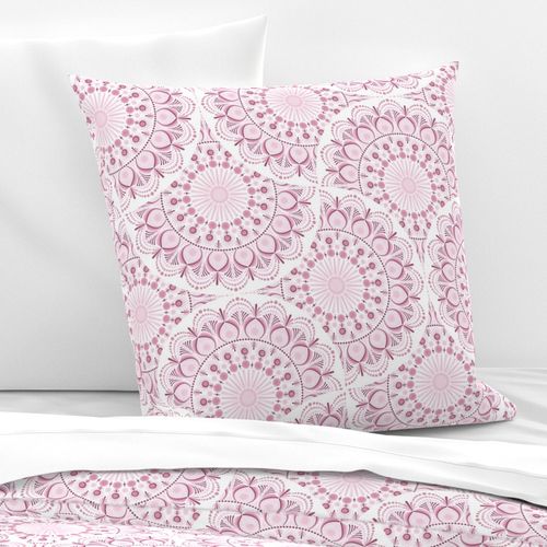 24” Dusky Rose Confetti Lace Dot Mandala Art Deco Fans - Large