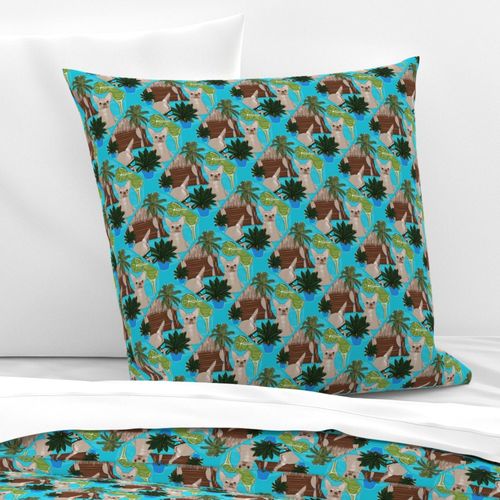 6” Chihuahuas Cabanas And Cocktails Diamond Tile - Small