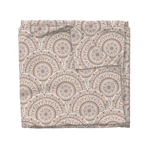 12” Warm Neutrals Cafe Ombre Dot Mandala Art Deco Scallop - Medium