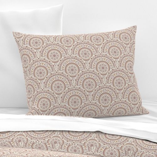 6” Warm Neutrals Cafe Ombre Dot Mandala Art Deco Scallop - Small